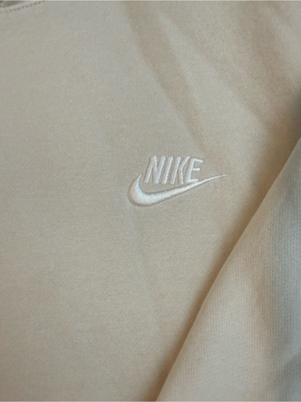 Nike Men's Beige Cream Hoodie with Small White Swoosh - Picture 2 of 3